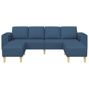 Sofa Set 3 pcs Blau Stoff