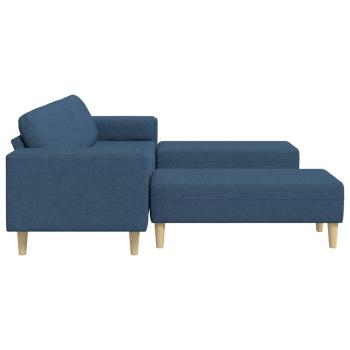 Sofa Set 3 pcs Blau Stoff