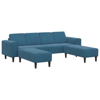 Sofa Set 3 pcs Blau Samt