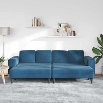 Sofa Set 3 pcs Blau Samt