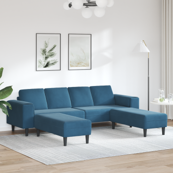 Sofa Set 3 pcs Blau Samt
