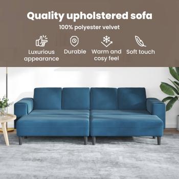 Sofa Set 3 pcs Blau Samt