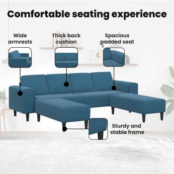 Sofa Set 3 pcs Blau Samt