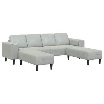 Sofa Set 3 pcs Hellgrau Samt