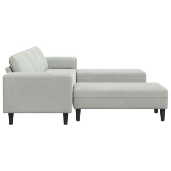 Sofa Set 3 pcs Hellgrau Samt