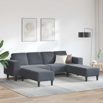 ARDEBO.de - Sofa Set 3 pcs Dunkelgrau Samt