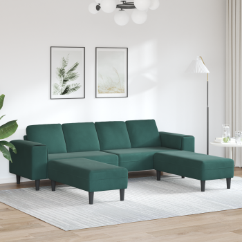 Sofa Set 3 pcs Dunkelgrün Samt