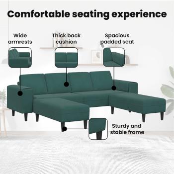 Sofa Set 3 pcs Dunkelgrün Samt