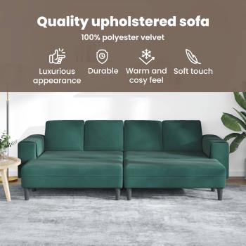 Sofa Set 3 pcs Dunkelgrün Samt
