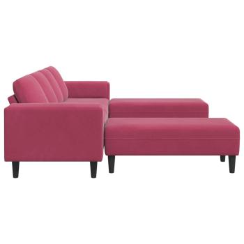 Sofa Set 3 pcs Weinrot Samt