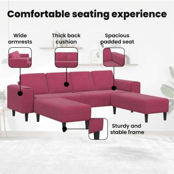 Sofa Set 3 pcs Weinrot Samt