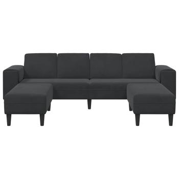 Sofa Set 3 pcs Schwarz Samt