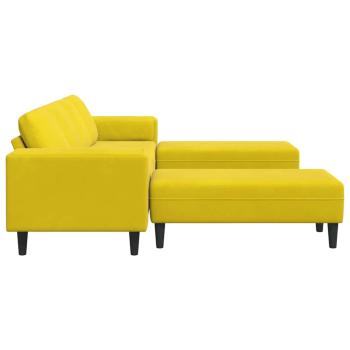 Sofa Set 3 pcs Gelb Samt