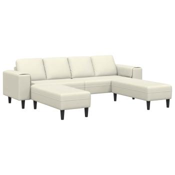 Sofa Set 3 pcs Creme Samt