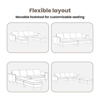 Sofa Set 3 pcs Creme Samt