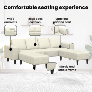Sofa Set 3 pcs Creme Samt