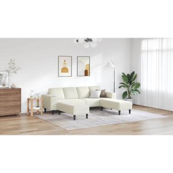 Sofa Set 3 pcs Creme Samt