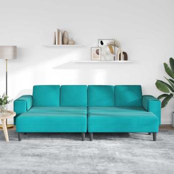 Sofa Set 3 pcs Türkis Samt