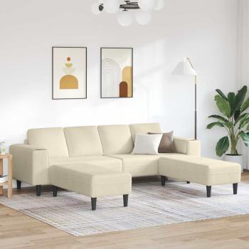 ARDEBO.de - Stoffsofa mit Kissen Creme 208 cm Cordstoff