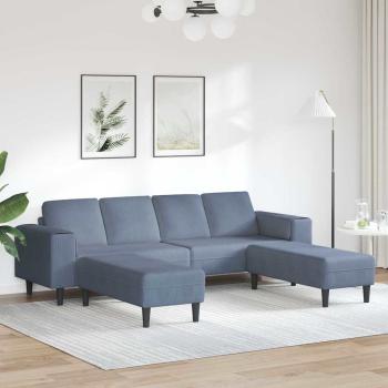 ARDEBO.de - Stoffsofa mit Kissen Blau Cordstoff