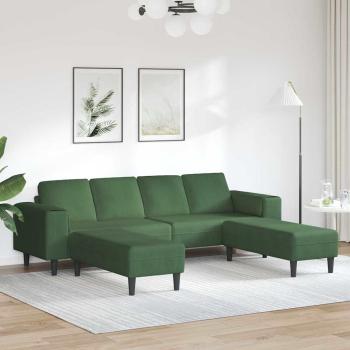 ARDEBO.de - Stoffsofa mit Kissen Dunkelgrün Cordstoff