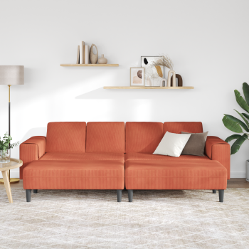 Stoffsofa mit Kissen Rot-Orange 208 cm Cordstoff