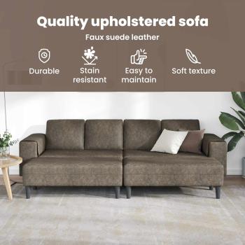 Sofa Set 3 pcs Dunkelgrau Faux Wildleder
