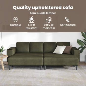 Sofa Set 3 pcs Armeegrün Faux Wildleder