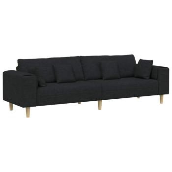 Stoffsofa mit Kissen Schwarz 208 cm Stoff