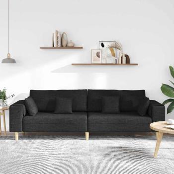 Stoffsofa mit Kissen Schwarz 208 cm Stoff