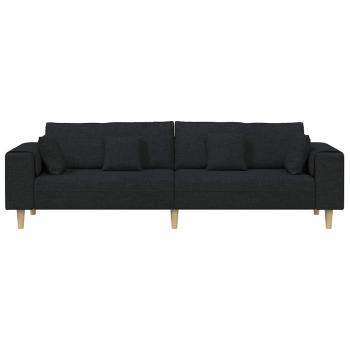 Stoffsofa mit Kissen Schwarz 208 cm Stoff
