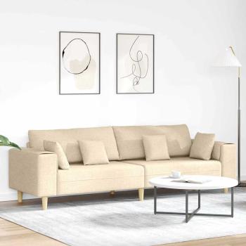 ARDEBO.de - Stoffsofa mit Kissen Creme 208 cm Stoff
