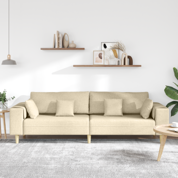 Stoffsofa mit Kissen Creme 208 cm Stoff