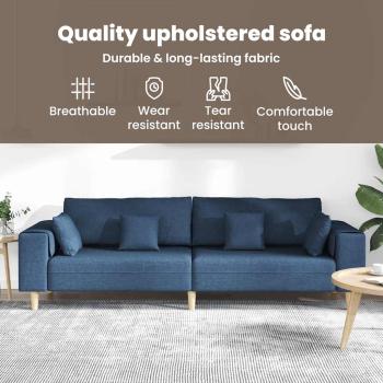 Stoffsofa mit Kissen Blau 208 cm Stoff