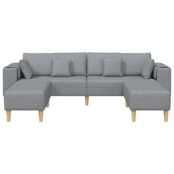 Stoffsofa mit Kissen 3 pcs Hellgrau 208 cm Stoff