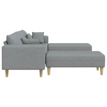 Stoffsofa mit Kissen 3 pcs Hellgrau 208 cm Stoff