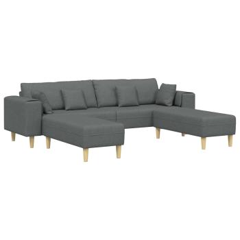 ARDEBO.de - Stoffsofa mit Kissen 3 pcs Dunkelgrau 208 cm Stoff