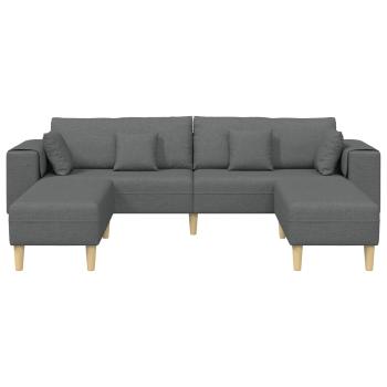Stoffsofa mit Kissen 3 pcs Dunkelgrau 208 cm Stoff