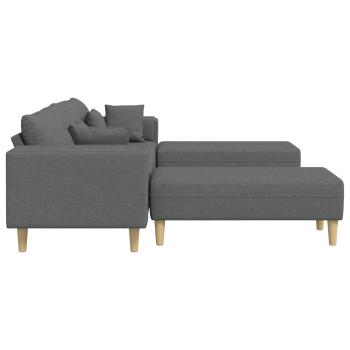 Stoffsofa mit Kissen 3 pcs Dunkelgrau 208 cm Stoff