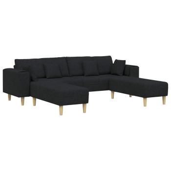 ARDEBO.de - Stoffsofa mit Kissen 3 pcs Schwarz 208 cm Stoff