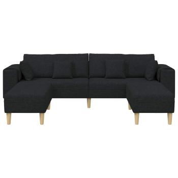 Stoffsofa mit Kissen 3 pcs Schwarz 208 cm Stoff