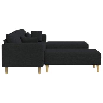 Stoffsofa mit Kissen 3 pcs Schwarz 208 cm Stoff