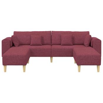 Stoffsofa mit Kissen 3 pcs Weinrot 208 cm Stoff