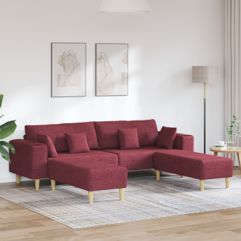 Stoffsofa mit Kissen 3 pcs Weinrot 208 cm Stoff