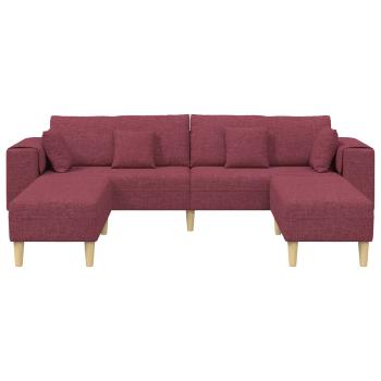 Stoffsofa mit Kissen 3 pcs Weinrot 208 cm Stoff