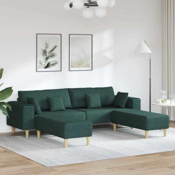 ARDEBO.de - Stoffsofa mit Kissen 3 pcs Dunkelgrün 208 cm Stoff