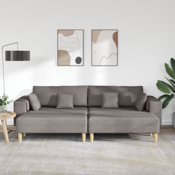 Stoffsofa mit Kissen 3 pcs Taupe 208 cm Stoff