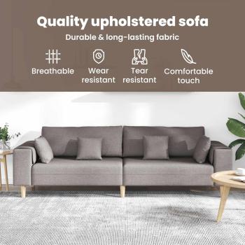 Stoffsofa mit Kissen 3 pcs Taupe 208 cm Stoff