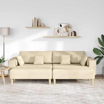 Stoffsofa mit Kissen 3 pcs Creme 208 cm Stoff