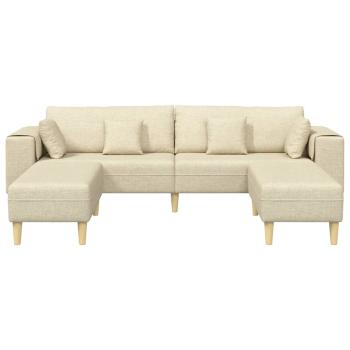 Stoffsofa mit Kissen 3 pcs Creme 208 cm Stoff